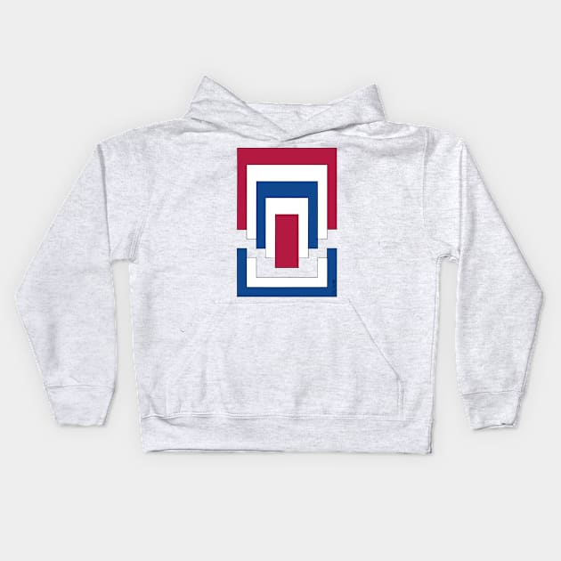 Rectangle Abstract in Red, White, and Blue Kids Hoodie by AzureLionProductions